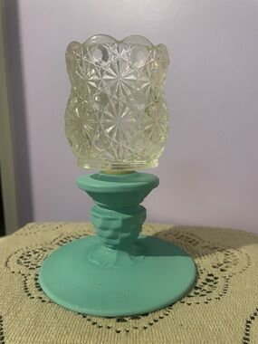 Aqua Blue Glass Votive Holder - Home Accents